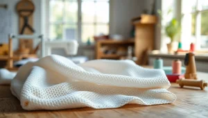 Verken wafel katoen met een unieke structuur en zachte, pastelkleuren in een creatieve setting.