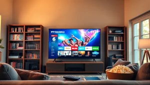 Profitez d'iptv abonnements sur un écran moderne dans un salon confortable.